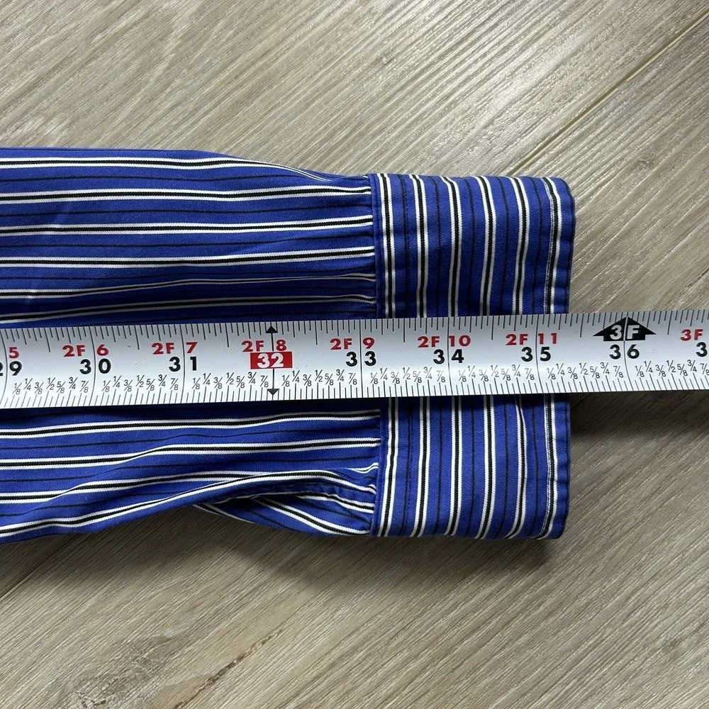 Ralph Lauren XL Custom Fit Blue Striped Flesh Pony Button Down Shirt Preppy